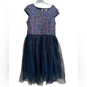 Cat & Jack Black Colorful Sequin Tulle Dress XL(14-16)